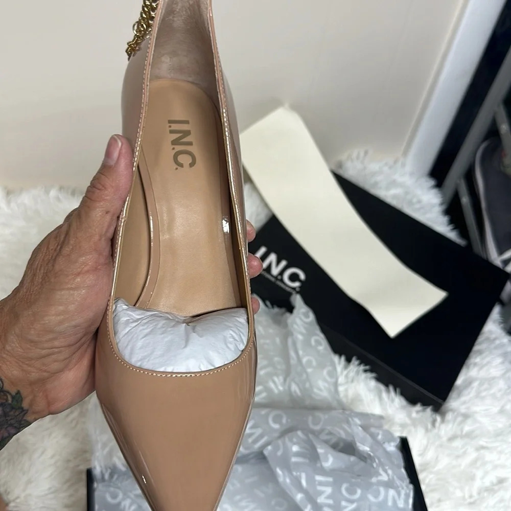 INC Womens SYIRAP Tan Pointed toe Stiletto Pumps Shoes 9.5 Nude New in Box - Picture 7 of 10